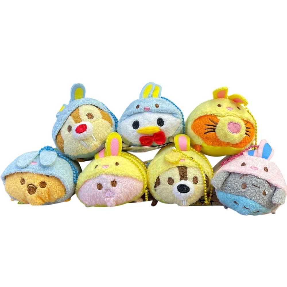 Japan Disney‎ Store Tsum Tsum Bunny Plush Lot 7pc Donald Chip Dale Pooh Eeyore